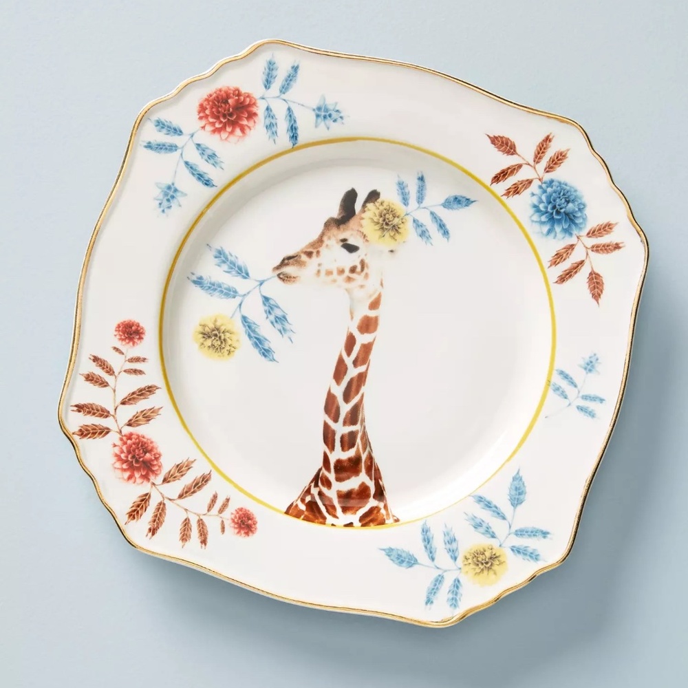 Anthropologie Lou Rota Mother Nature Dessert Plate *GIRAFFE nwt
